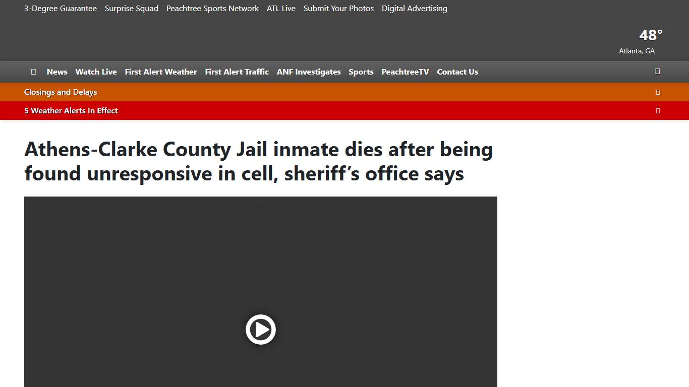 Athens-Clarke County Jail inmate dies after being found unresponsive in cell, sheriff’s office says